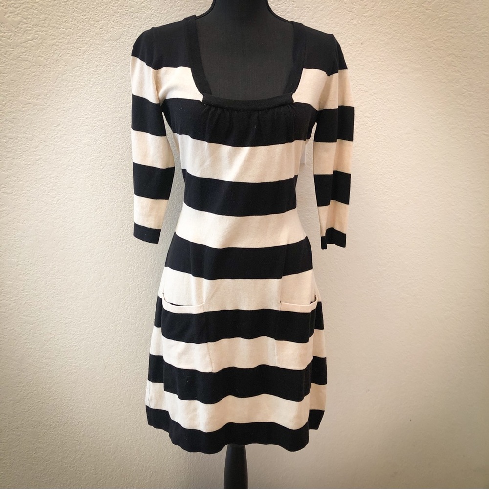 NWOT Pink Rose B&W Striped Sweater Dress